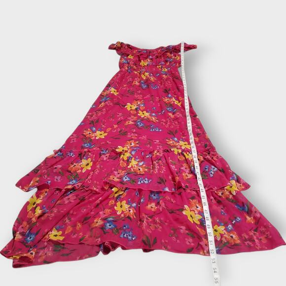 Old Navy Womens Pink Floral Chiffon Ruffle Maxi Dress Tiered Cottage Summer XS - Picture 14 of 14